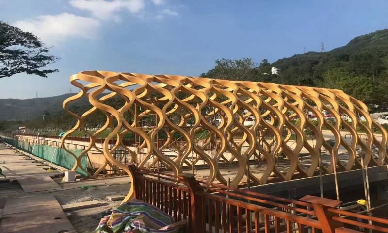 双波浪弧形廊桥铝板