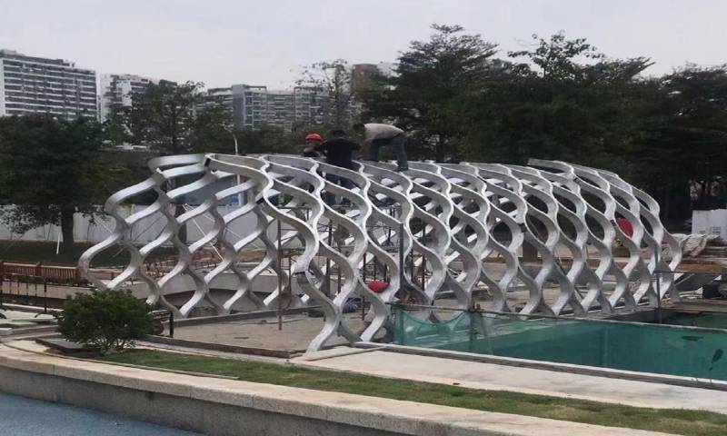 双波浪弧形廊桥铝板