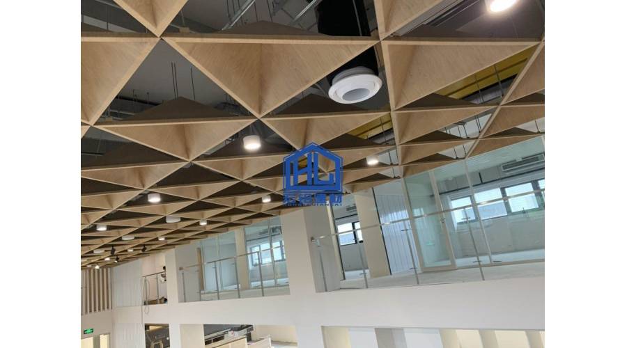 GM after sales service department wood grain triangle shaped ceiling
