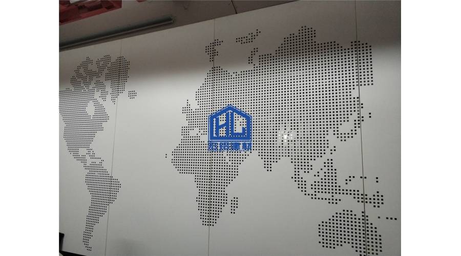 地图冲孔板背景墙