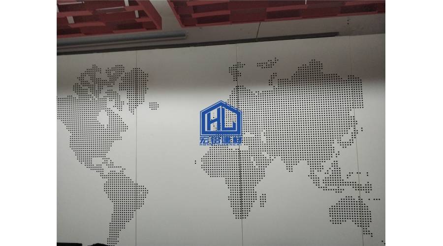 地图冲孔板背景墙